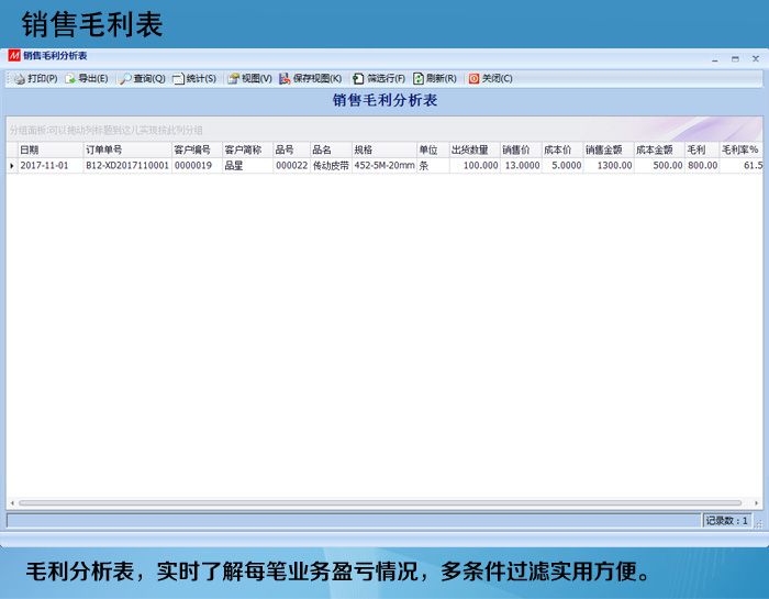 S3ERP軟件之銷售毛利表